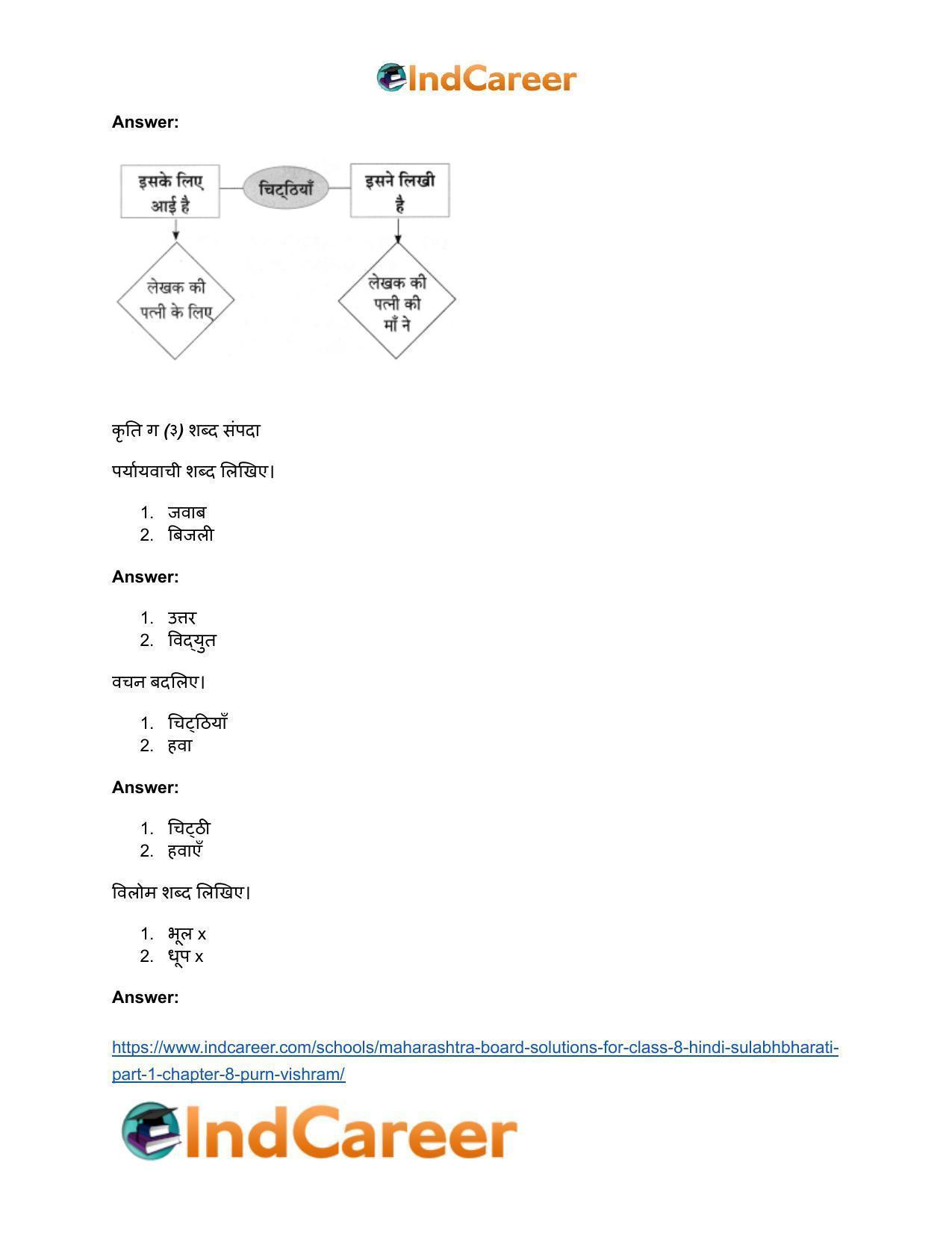 Maharashtra Board Solutions for Class 8- Hindi Sulabhbharati (Part 1): Chapter 8- पूर्ण विश्राम - Page 14
