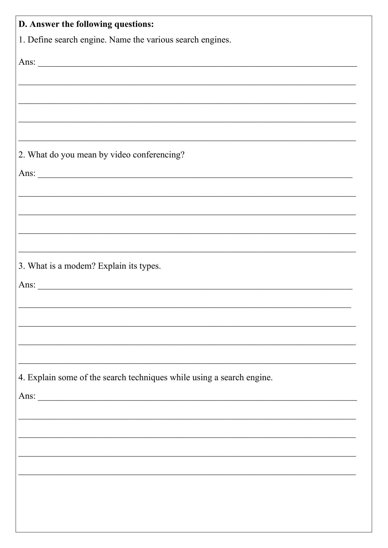 Worksheet for Class 5 Computer Science Assignment 5 - Page 2