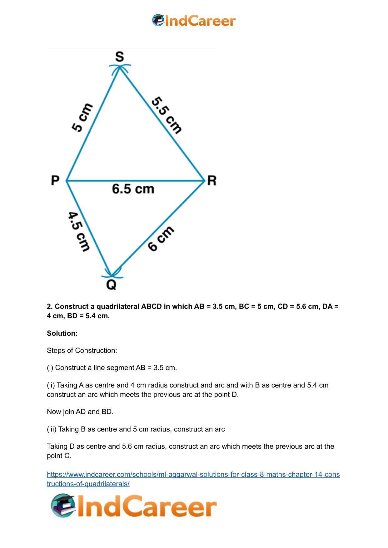 ML Aggarwal Solutions for Class 8 Maths Chapter 14- Constructions of Quadrilaterals - Page 3
