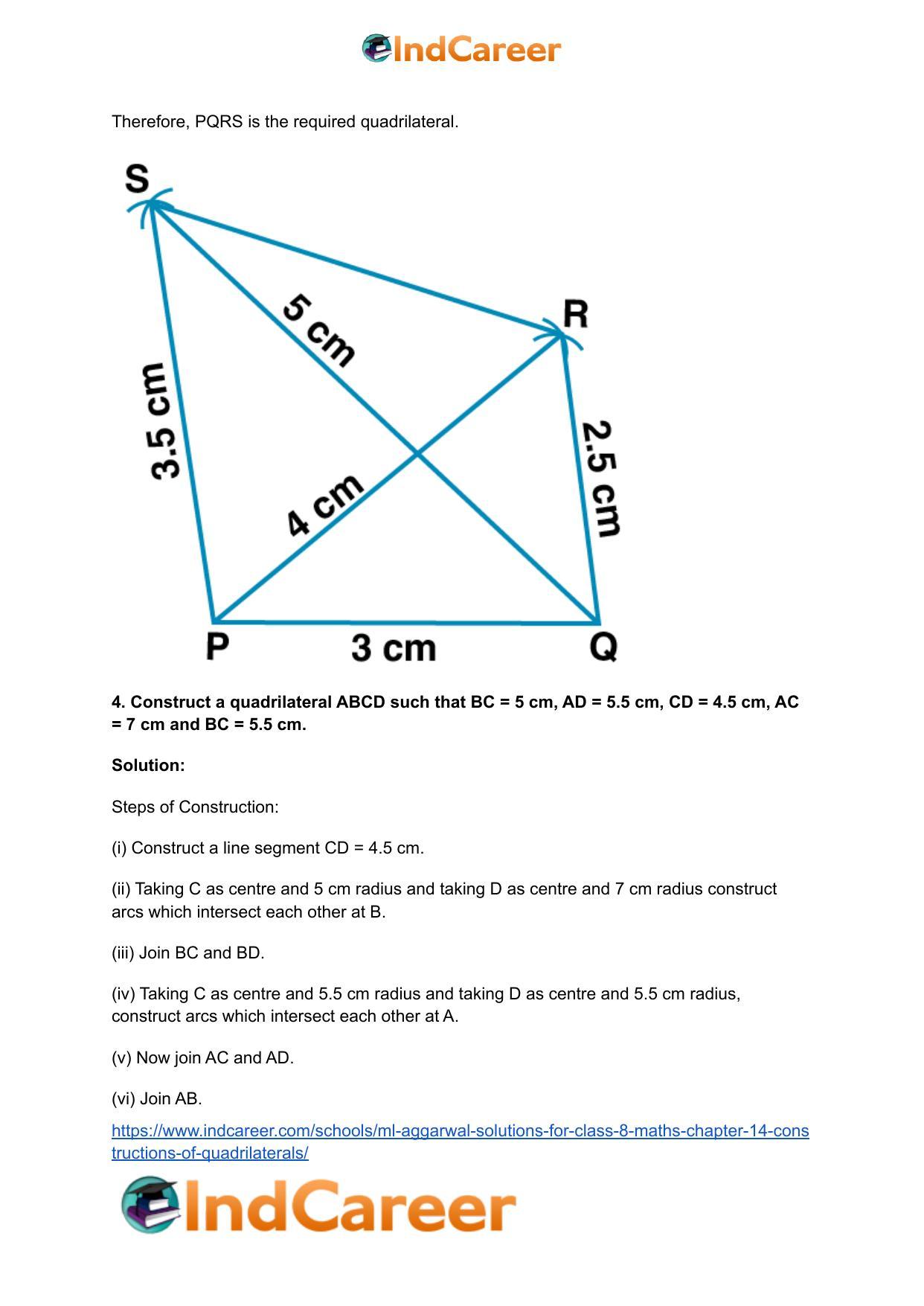 ML Aggarwal Solutions for Class 8 Maths Chapter 14- Constructions of Quadrilaterals - Page 5