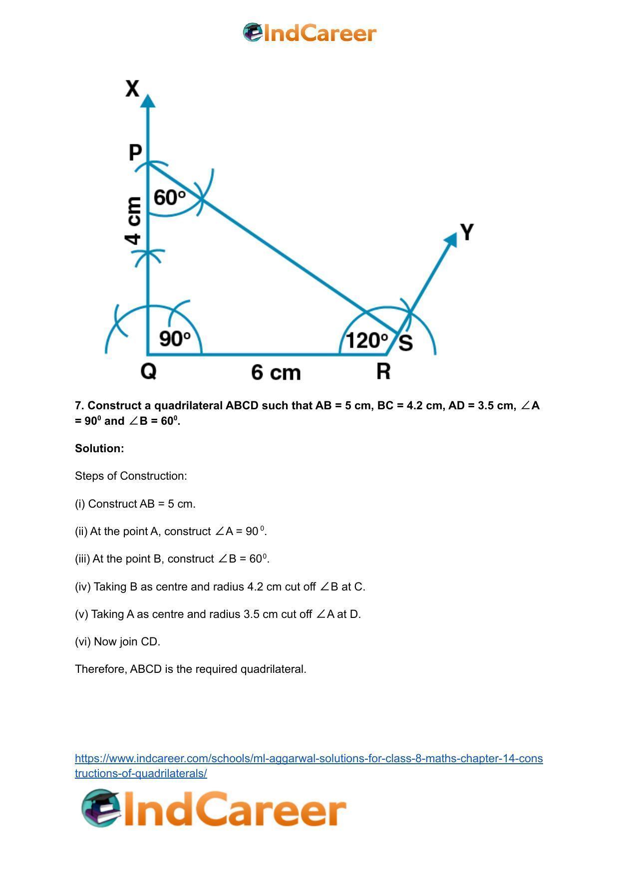 ML Aggarwal Solutions for Class 8 Maths Chapter 14- Constructions of Quadrilaterals - Page 8