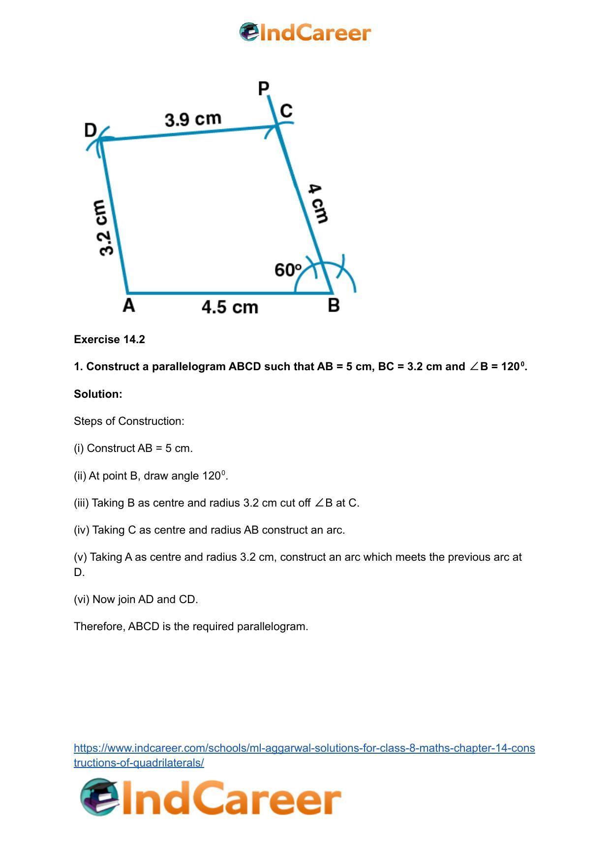 ML Aggarwal Solutions for Class 8 Maths Chapter 14- Constructions of Quadrilaterals - Page 12