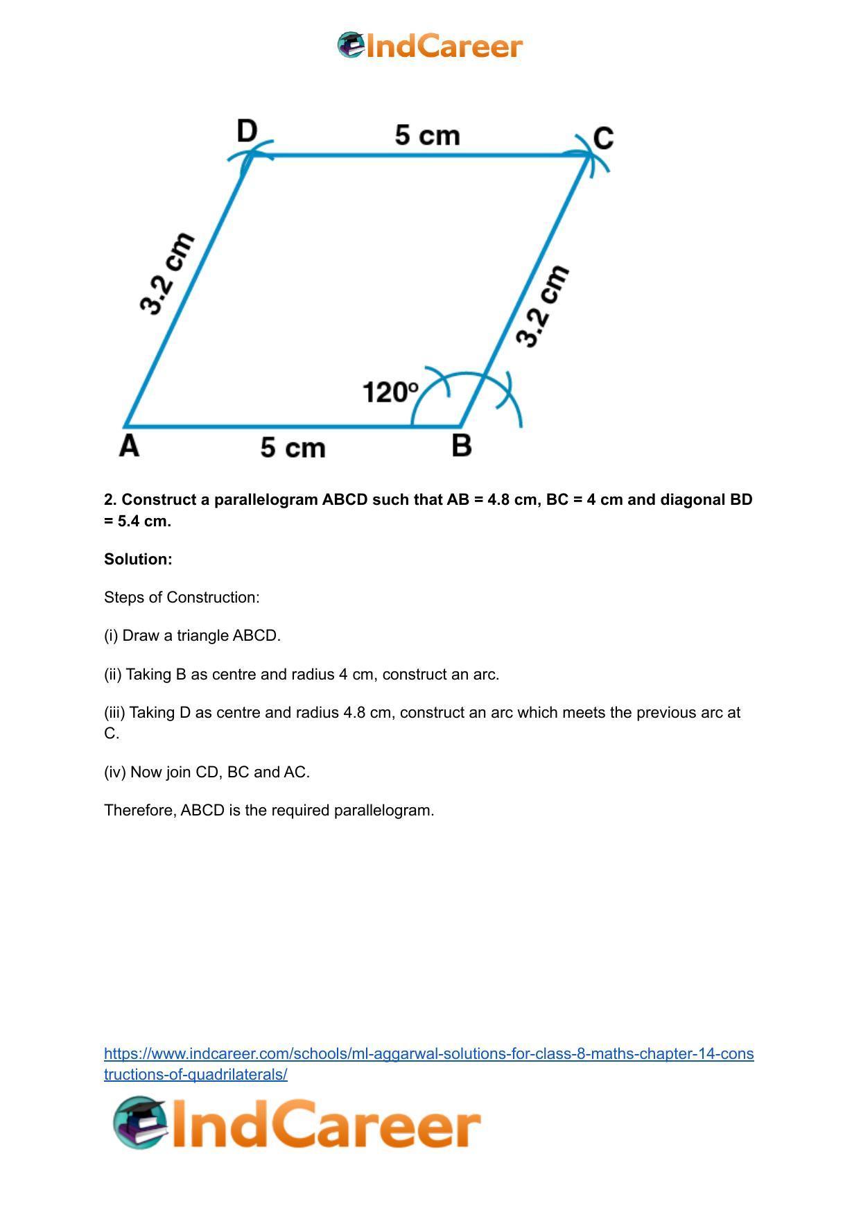 ML Aggarwal Solutions for Class 8 Maths Chapter 14- Constructions of Quadrilaterals - Page 13