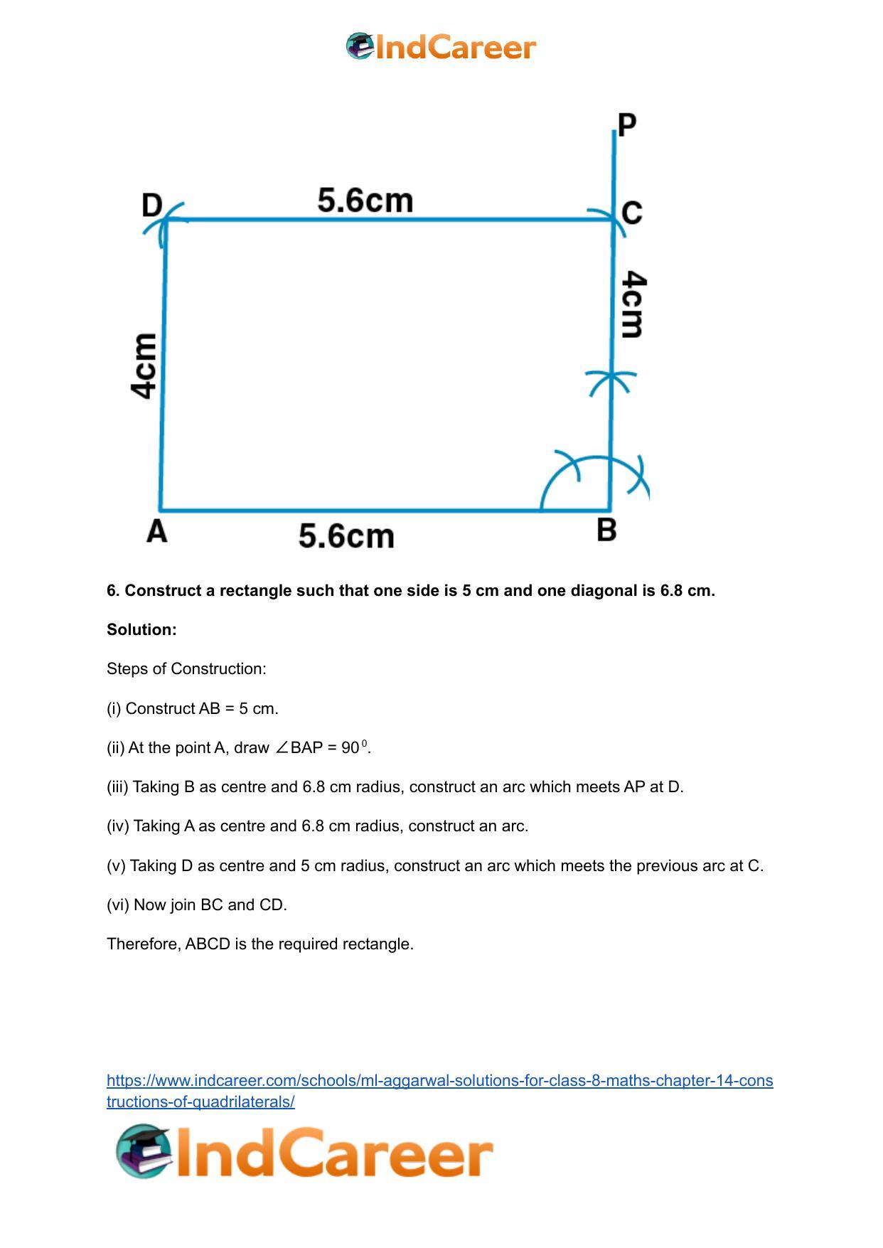 ML Aggarwal Solutions for Class 8 Maths Chapter 14- Constructions of Quadrilaterals - Page 17