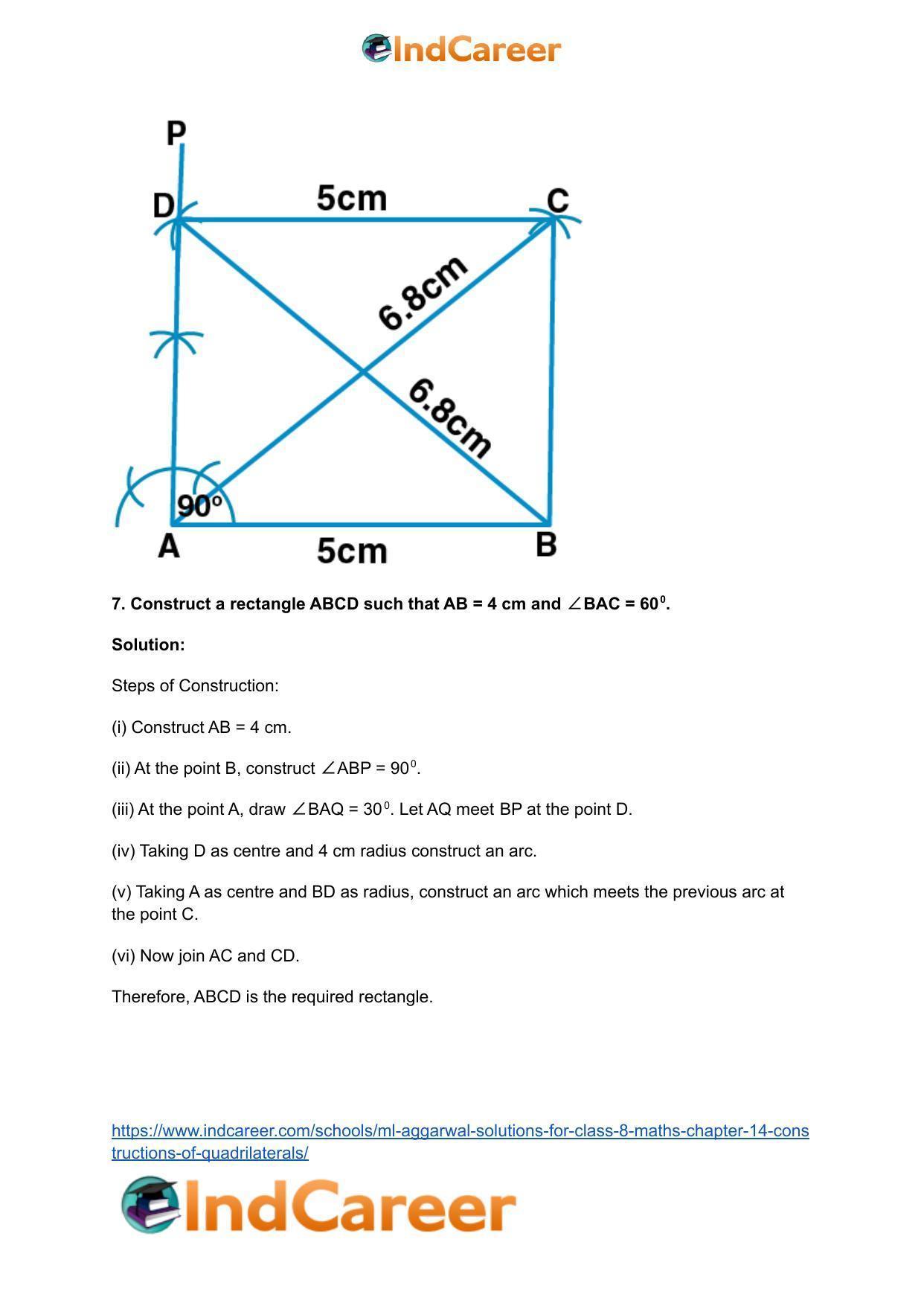 ML Aggarwal Solutions for Class 8 Maths Chapter 14- Constructions of Quadrilaterals - Page 18
