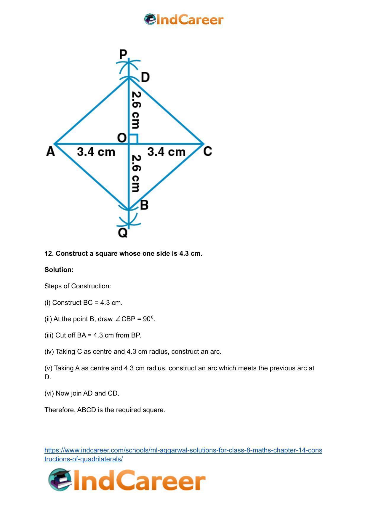 ML Aggarwal Solutions for Class 8 Maths Chapter 14- Constructions of Quadrilaterals - Page 23