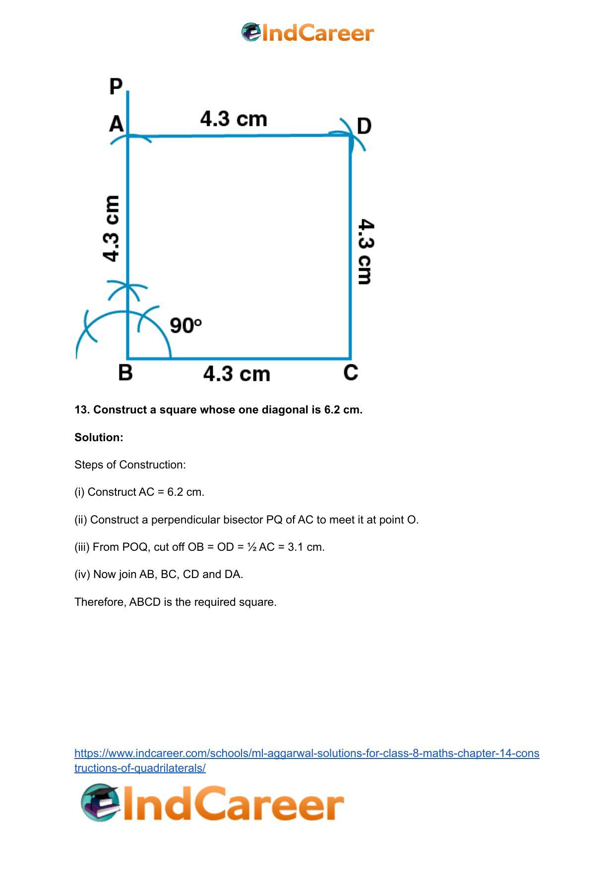 ML Aggarwal Solutions for Class 8 Maths Chapter 14- Constructions of Quadrilaterals - Page 24