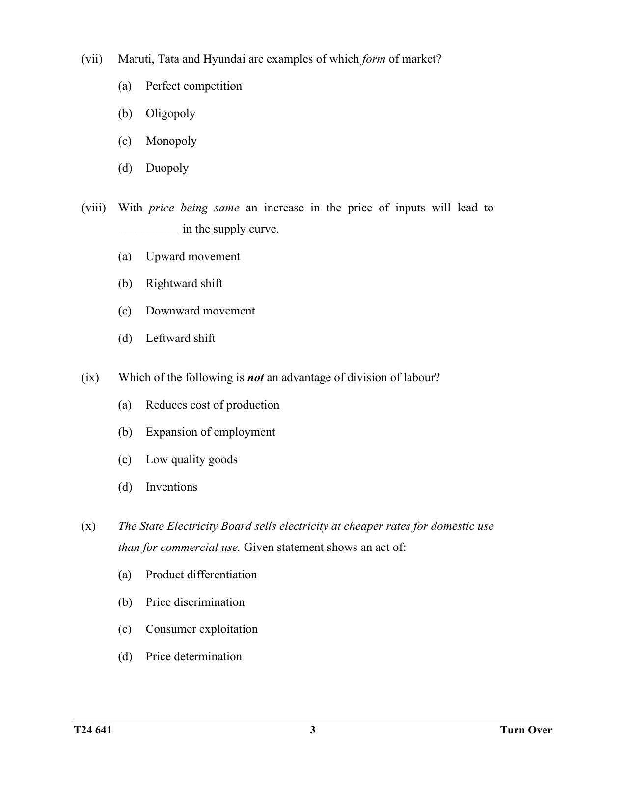 ICSE Class 10 Economics 2024 Question Paper - Page 3