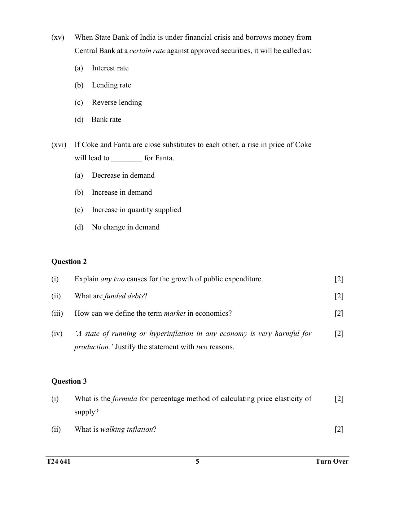 ICSE Class 10 Economics 2024 Question Paper - Page 5