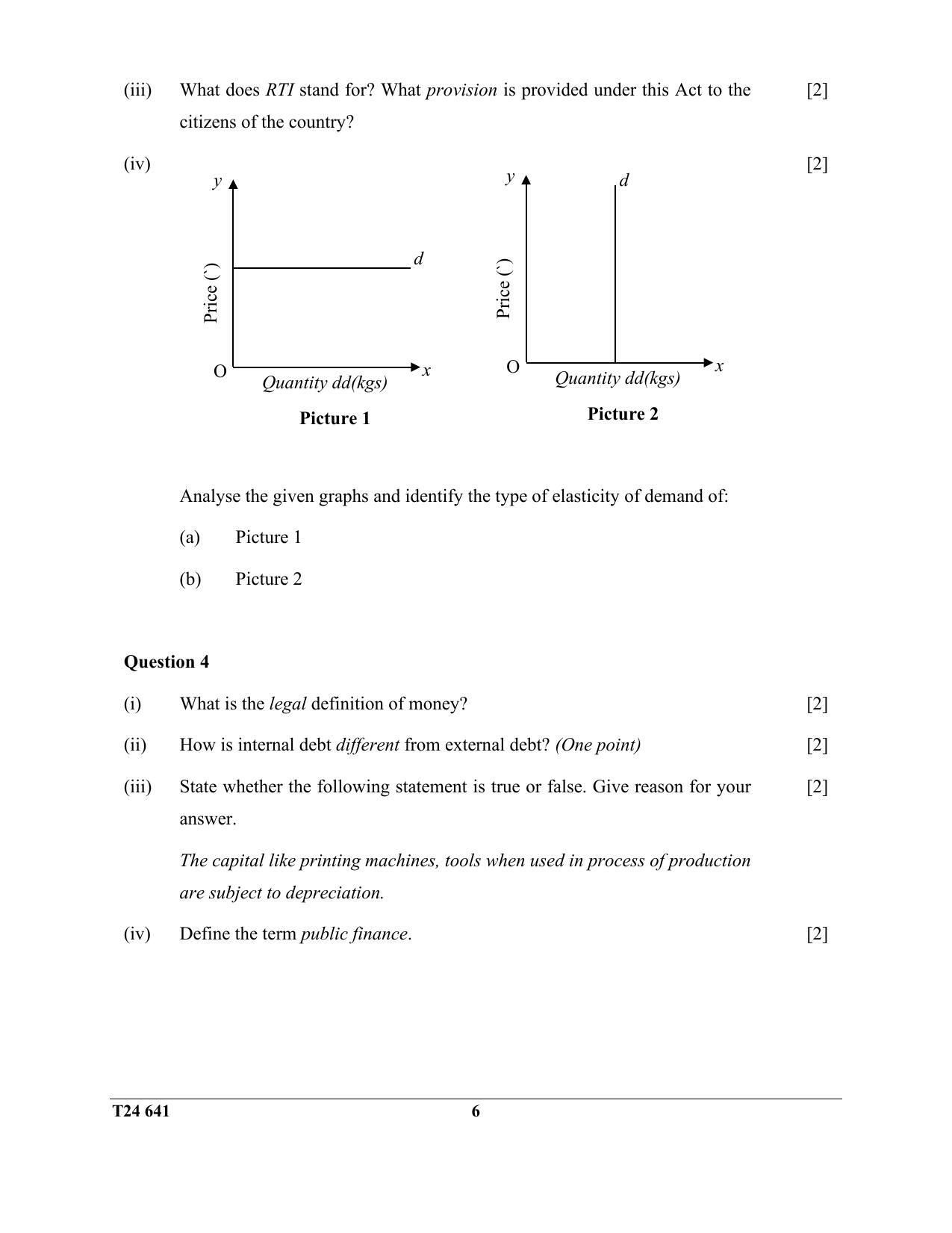 ICSE Class 10 Economics 2024 Question Paper - Page 6