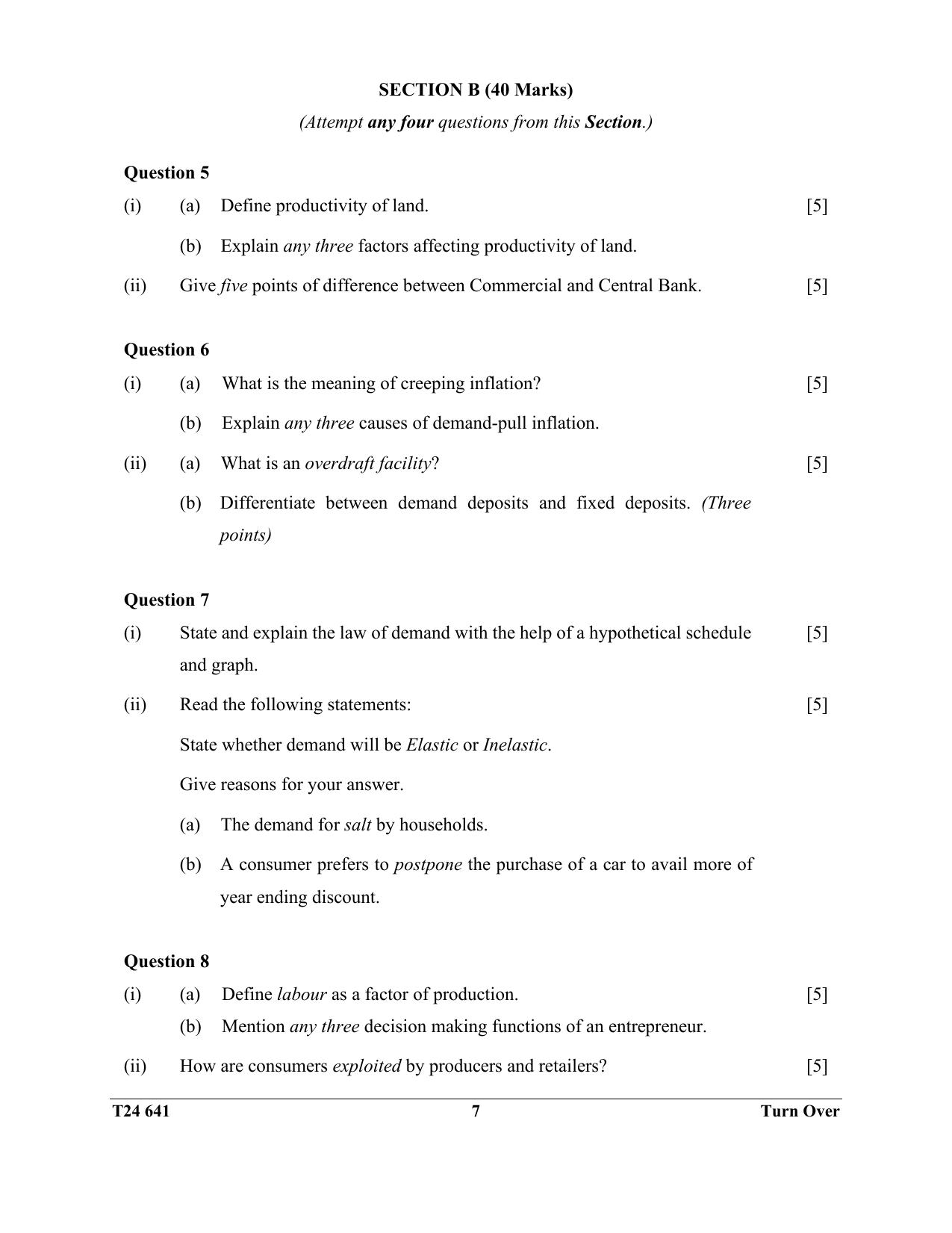 ICSE Class 10 Economics 2024 Question Paper - Page 7