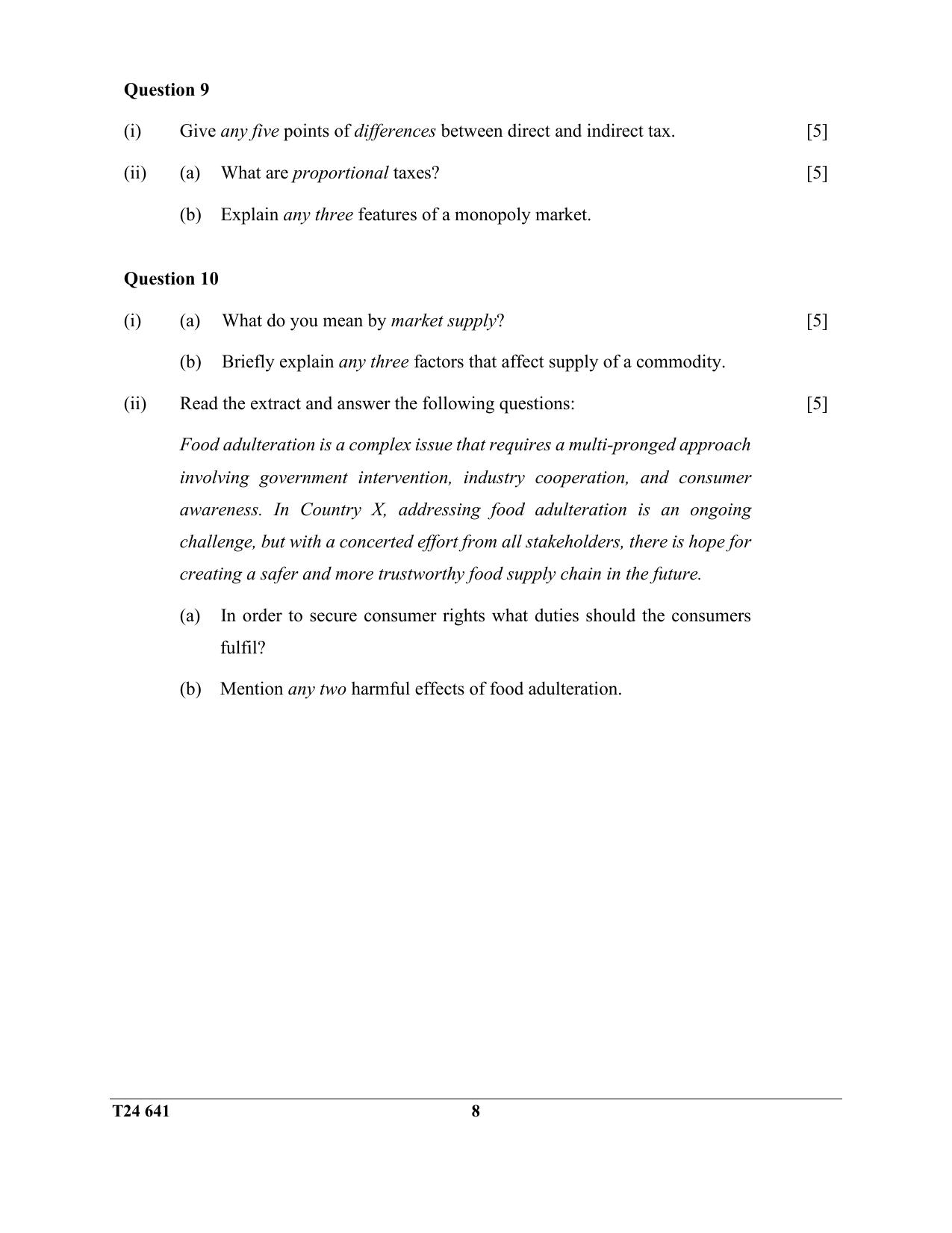 ICSE Class 10 Economics 2024 Question Paper - Page 8