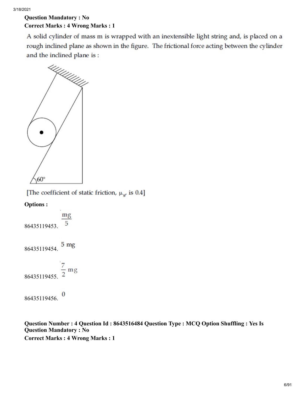 JEE Mains 2021: BTech EO (Shift 2) 18-03-2021 Question Paper - Page 6