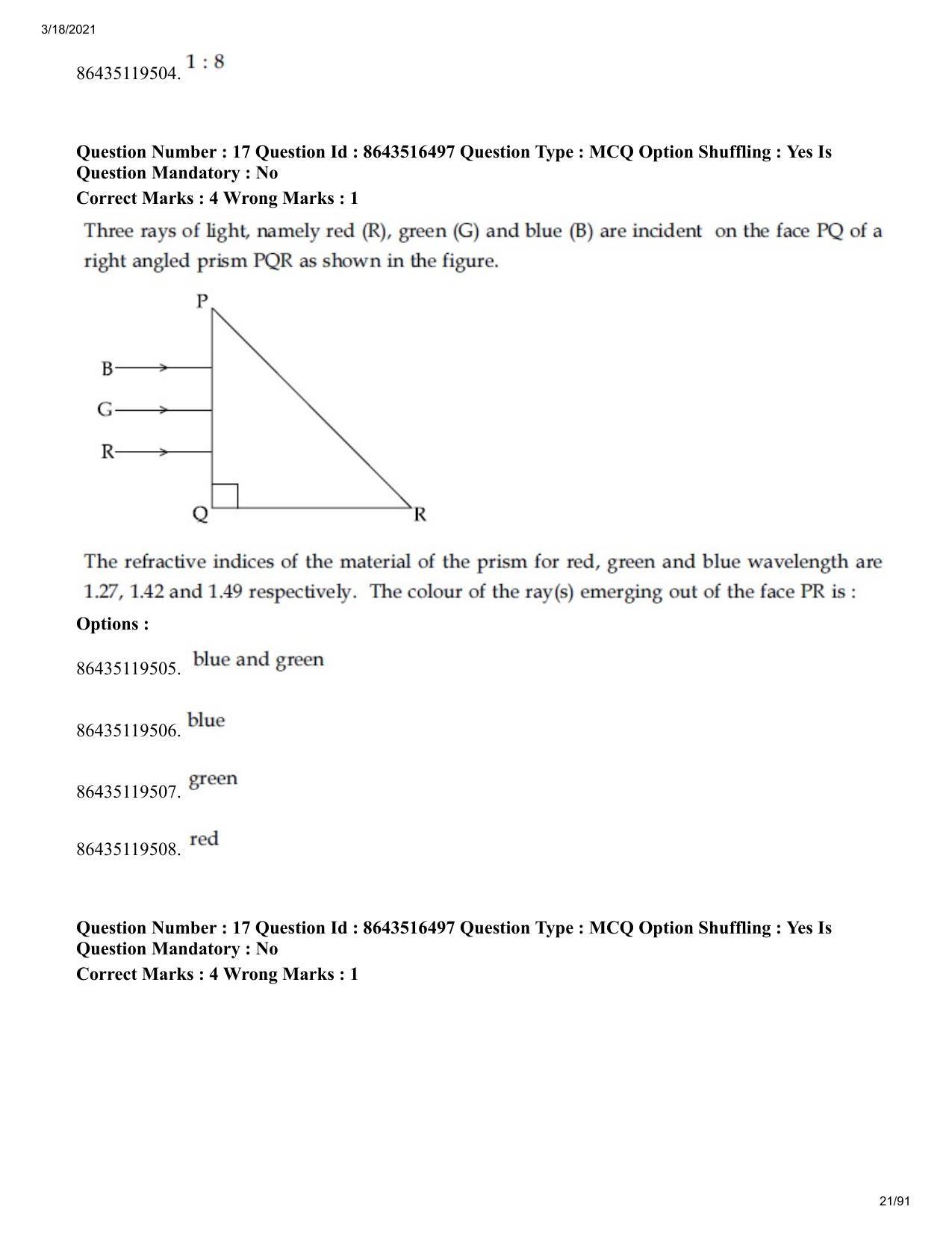 JEE Mains 2021: BTech EO (Shift 2) 18-03-2021 Question Paper - Page 21
