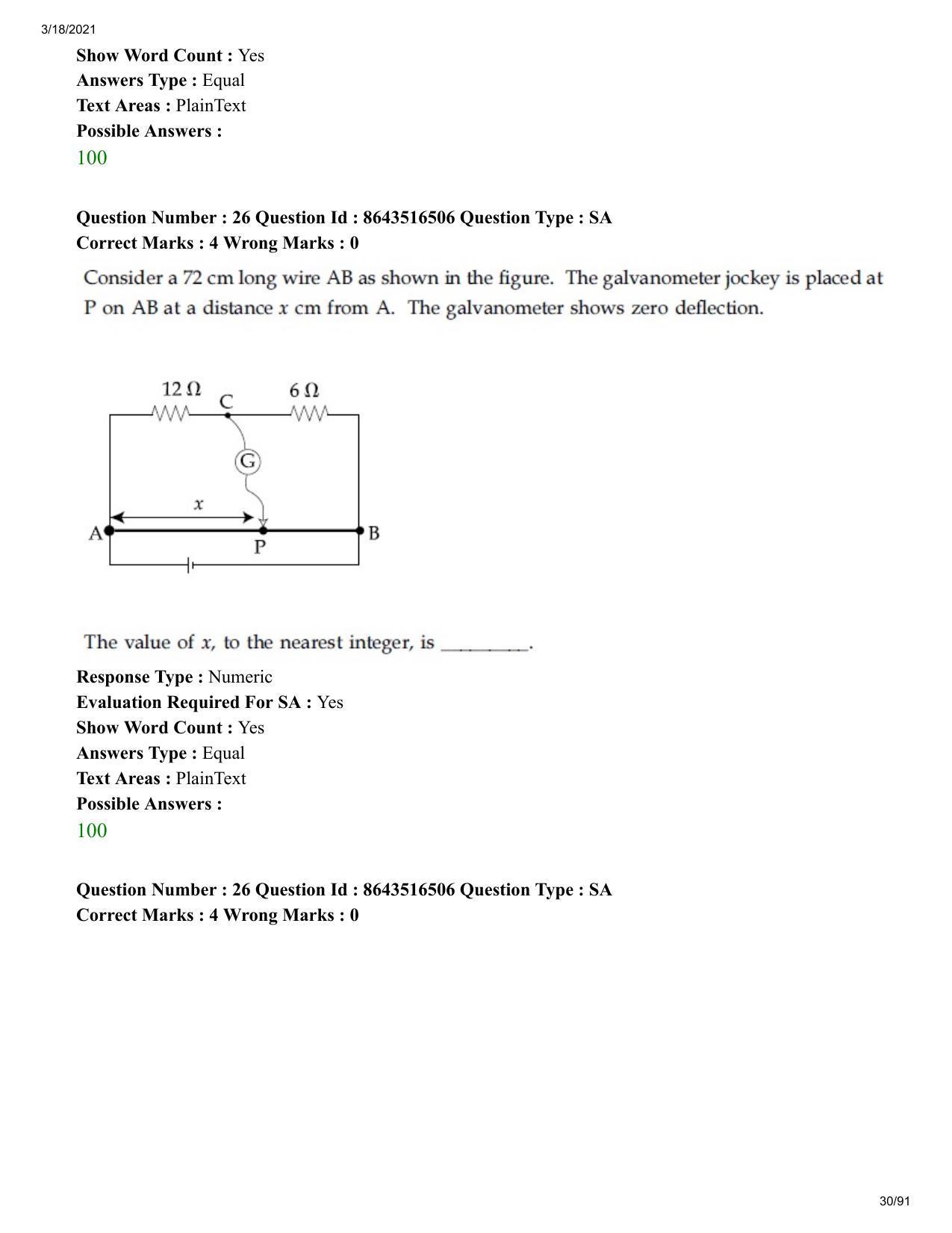 JEE Mains 2021: BTech EO (Shift 2) 18-03-2021 Question Paper - Page 30