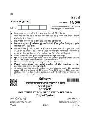 CBSE Class 10 41-B-6 Science Punjabi Blind 2022 Compartment Question Paper