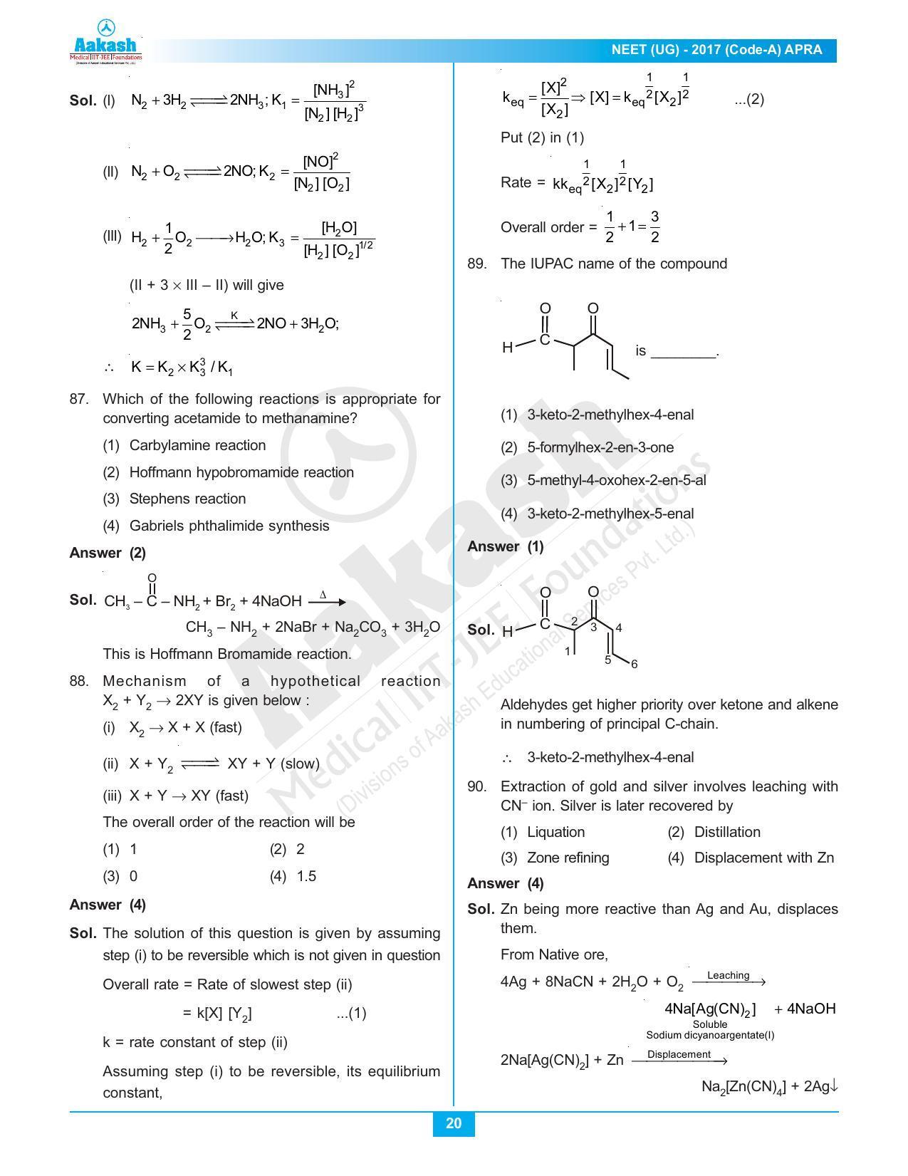 NEET Code A 2017 Answer & Solutions - Page 20