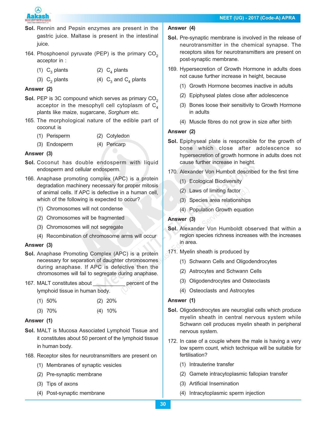 NEET Code A 2017 Answer & Solutions - Page 30