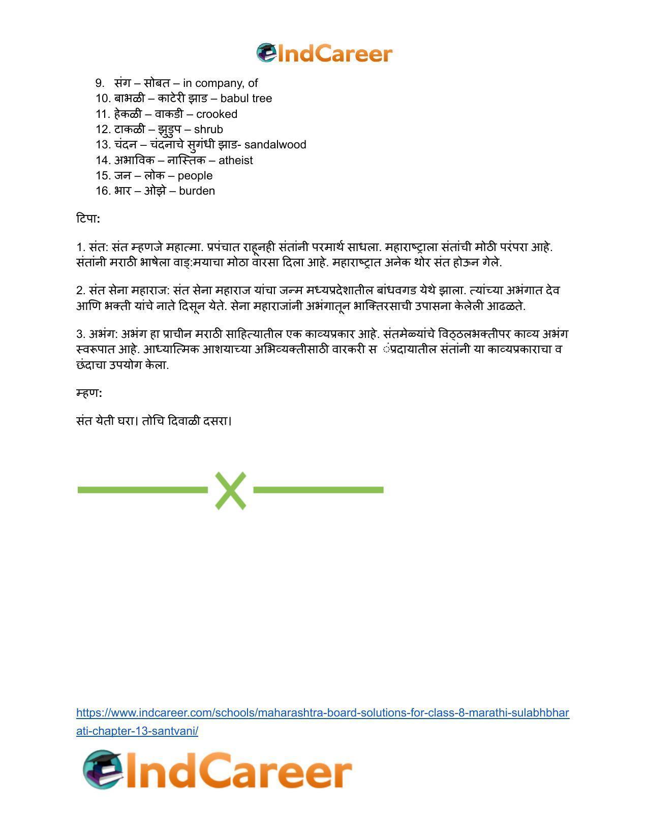 Maharashtra Board Solutions for Class 8- Marathi Sulabhbharati: Chapter 13- संतवाणी - Page 19