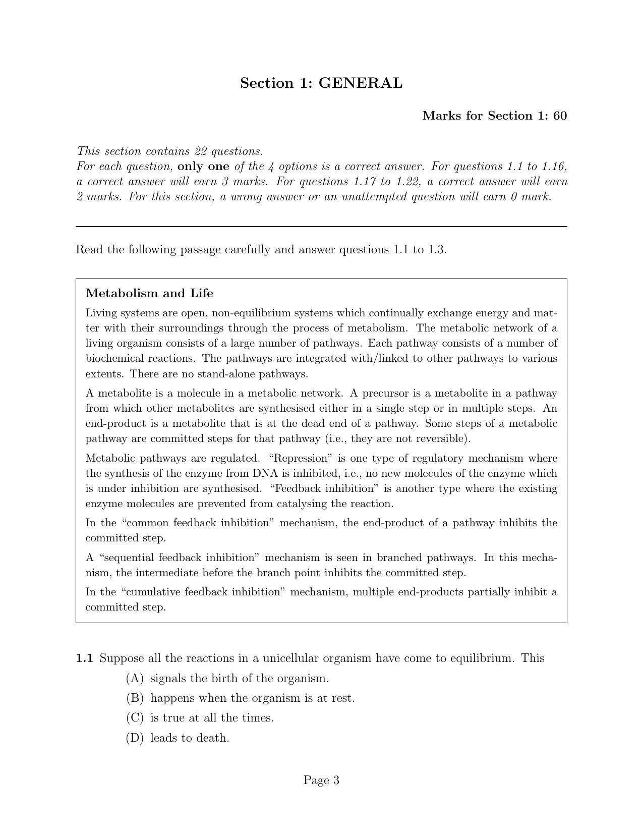 NEST 2010 Question Paper - Page 3