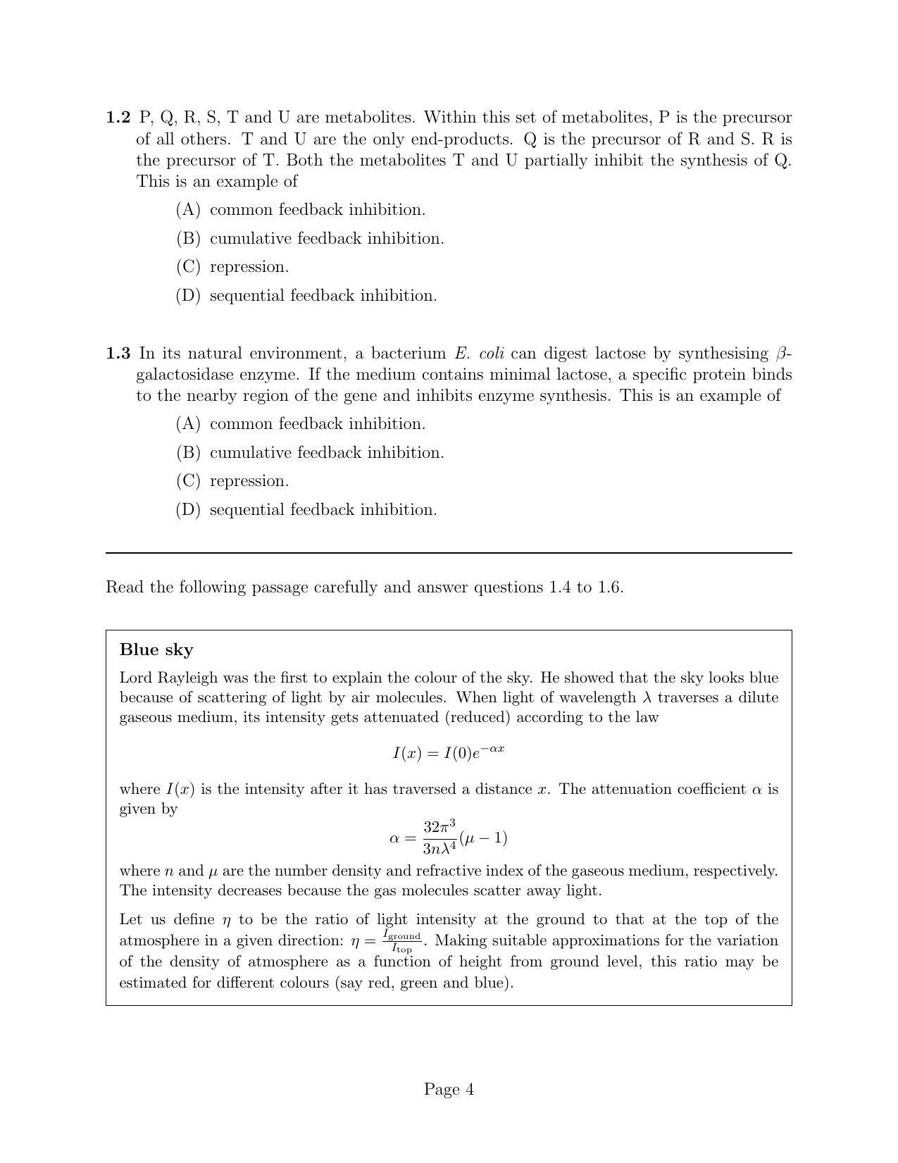 NEST 2010 Question Paper - Page 4
