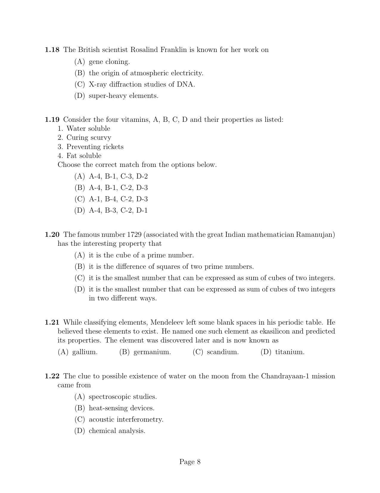 NEST 2010 Question Paper - Page 8