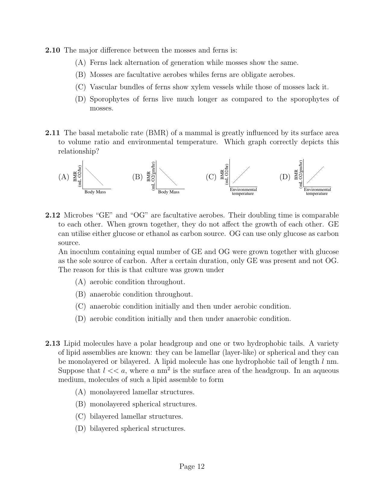 NEST 2010 Question Paper - Page 12