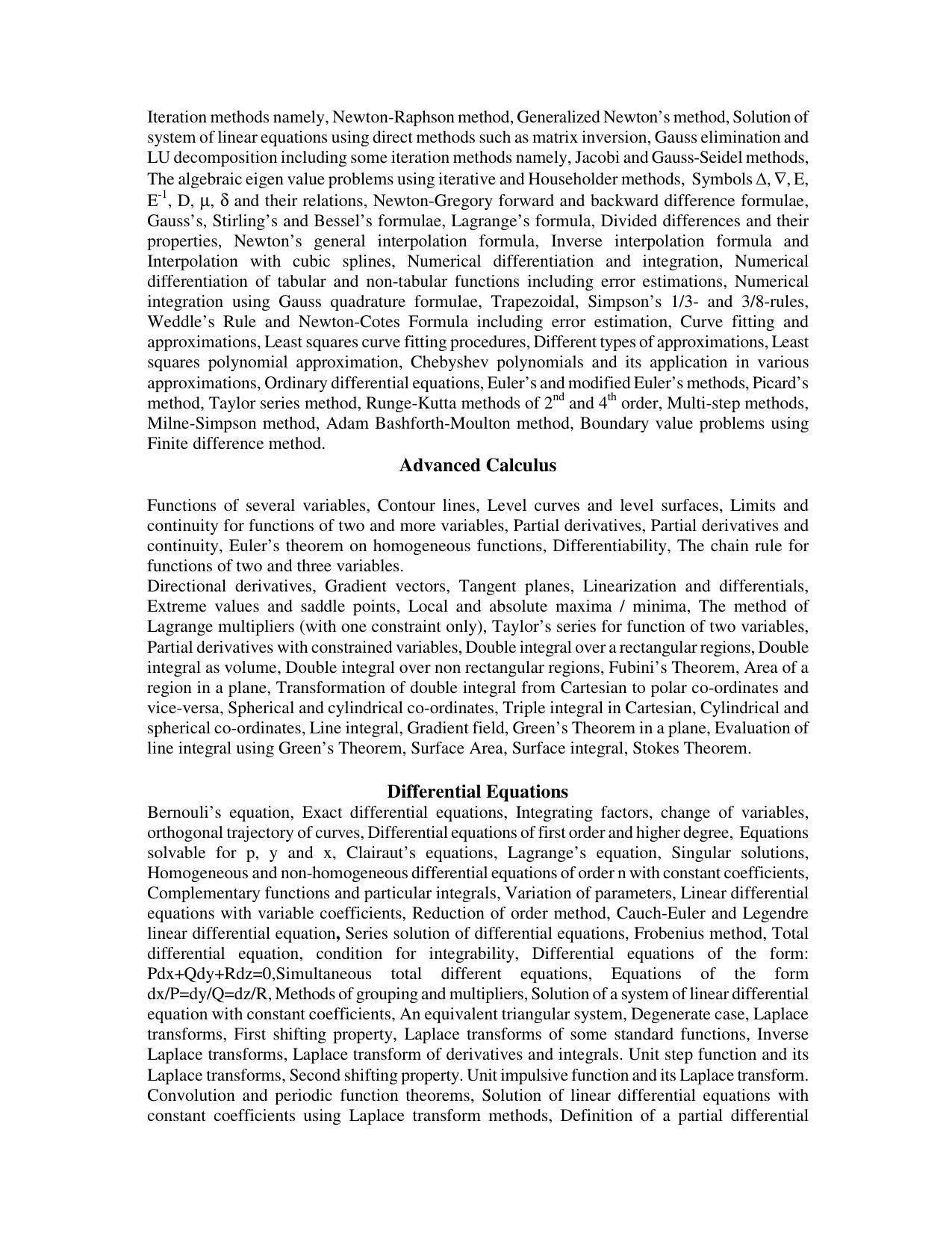 AMU Entrance Exam: M.Sc. / M.A. Mathematics Syllabus - Page 2