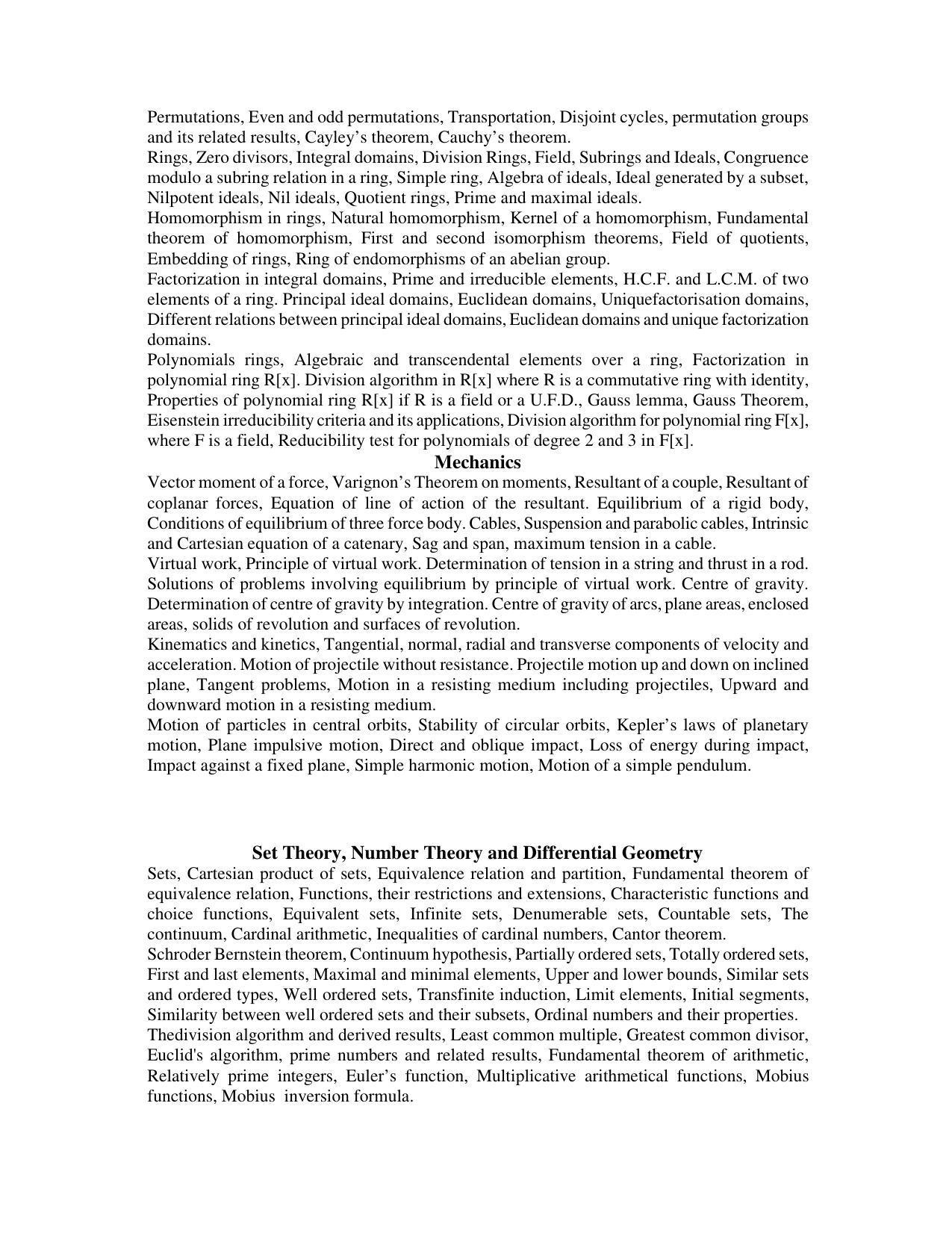 AMU Entrance Exam: M.Sc. / M.A. Mathematics Syllabus - Page 5