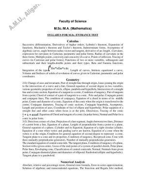 AMU Entrance Exam: M.Sc. / M.A. Mathematics Syllabus