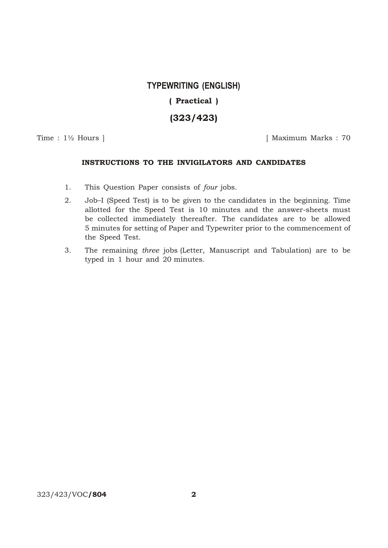 NIOS October 2016 Class 12 Typewriting (English) (P) Question Paper - Page 2