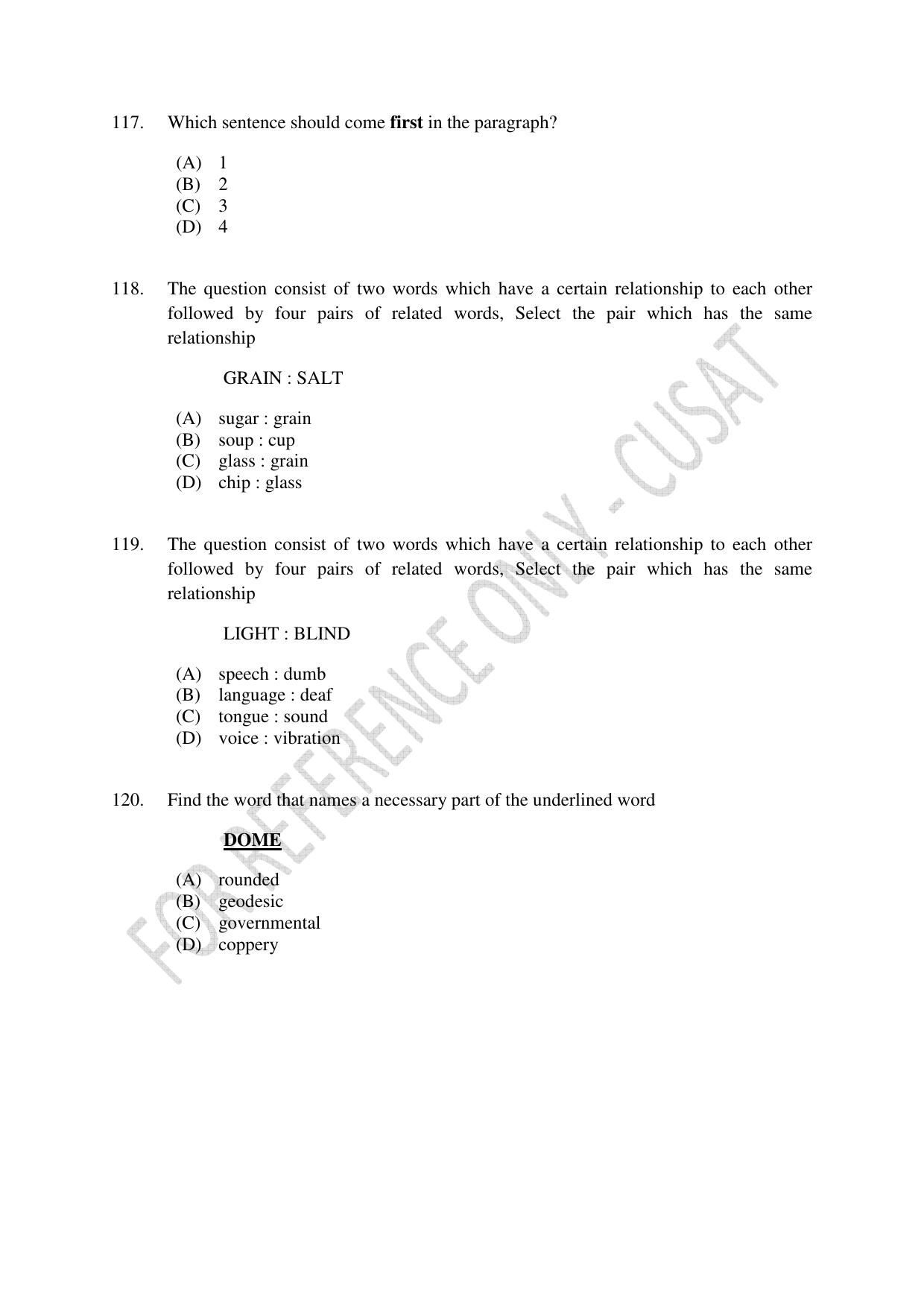 CUSAT CAT 2023 M.Voc Consultancy Management Question Paper - Page 29