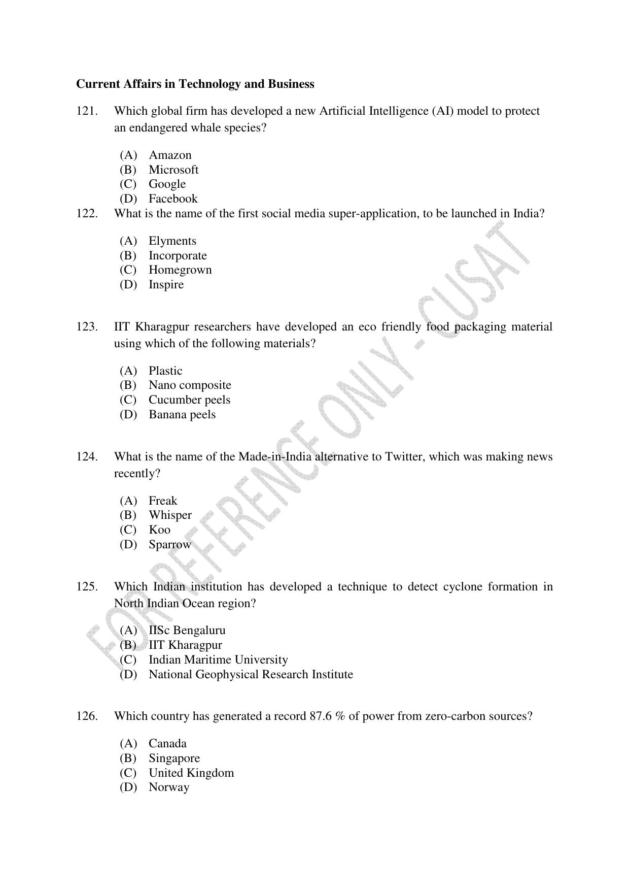 CUSAT CAT 2023 M.Voc Consultancy Management Question Paper - Page 30