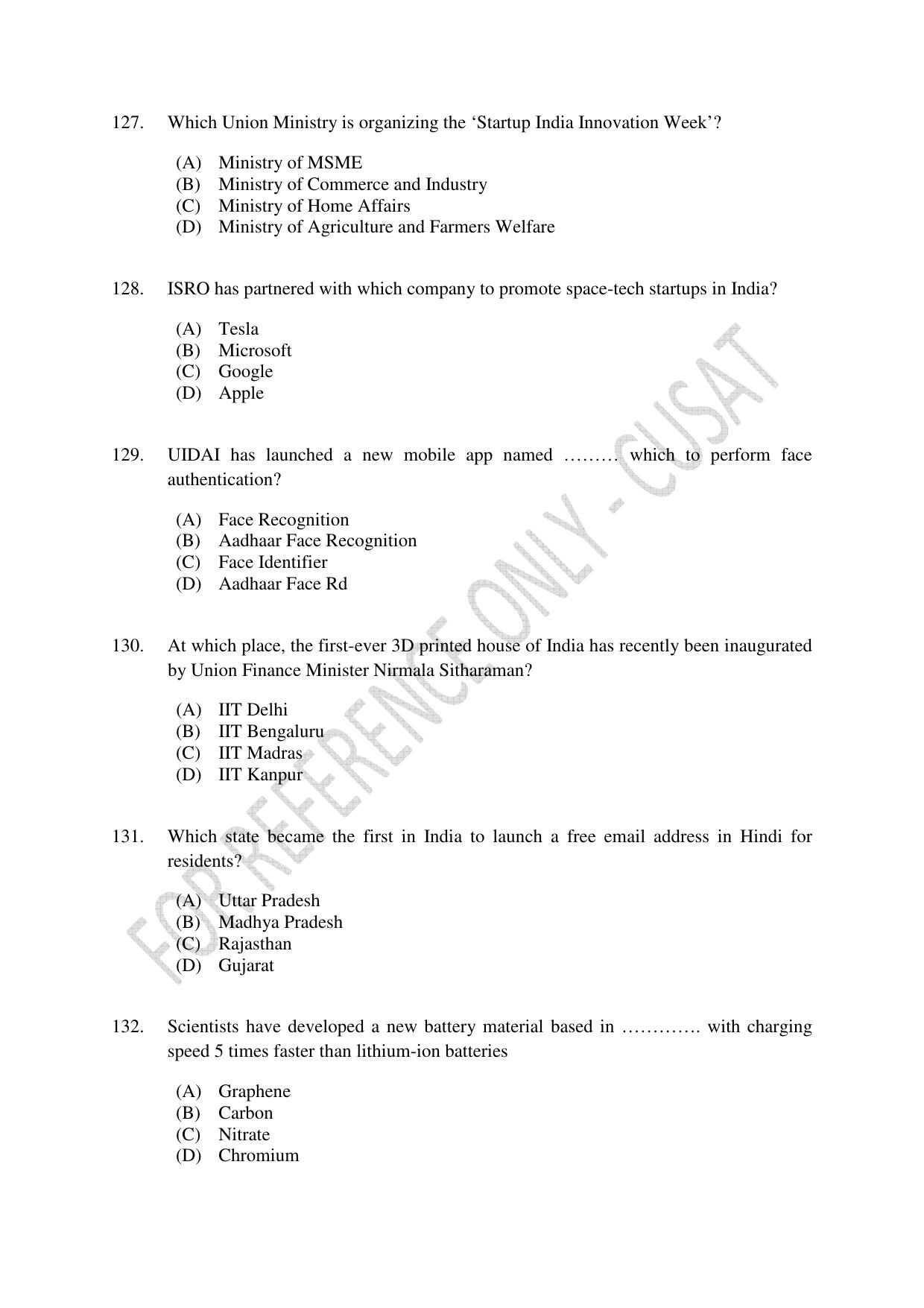 CUSAT CAT 2023 M.Voc Consultancy Management Question Paper - Page 31