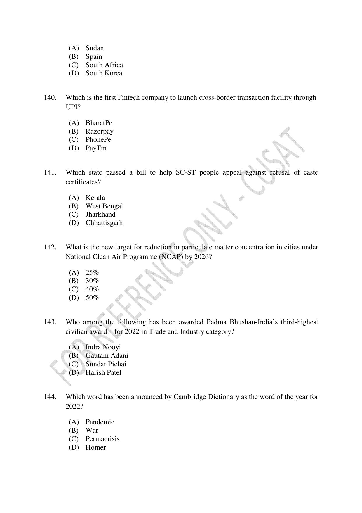 CUSAT CAT 2023 M.Voc Consultancy Management Question Paper - Page 33