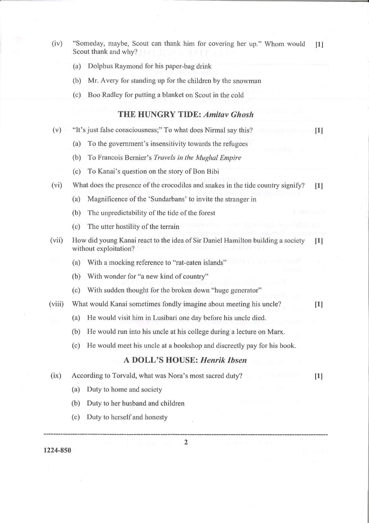 ISC Class 12 Elective English 2024 Question Paper - Page 2