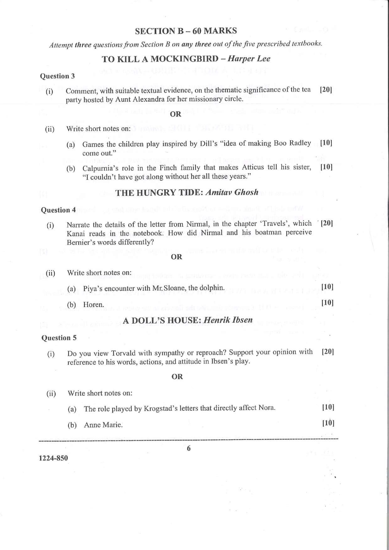 ISC Class 12 Elective English 2024 Question Paper - Page 6