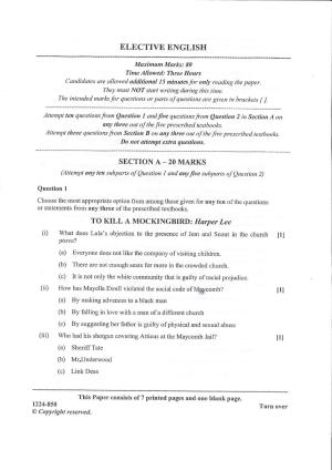 ISC Class 12 Elective English 2024 Question Paper