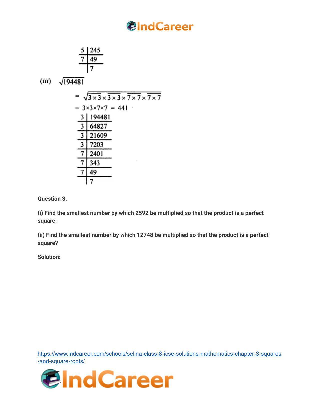 Selina Class 8 ICSE Solutions Mathematics : Chapter 3- Squares and Square Roots - Page 4