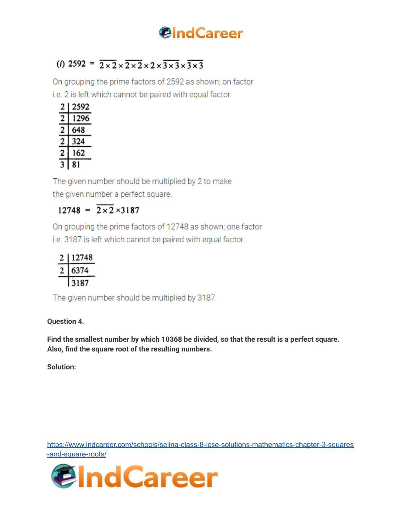 Selina Class 8 ICSE Solutions Mathematics : Chapter 3- Squares and Square Roots - Page 5