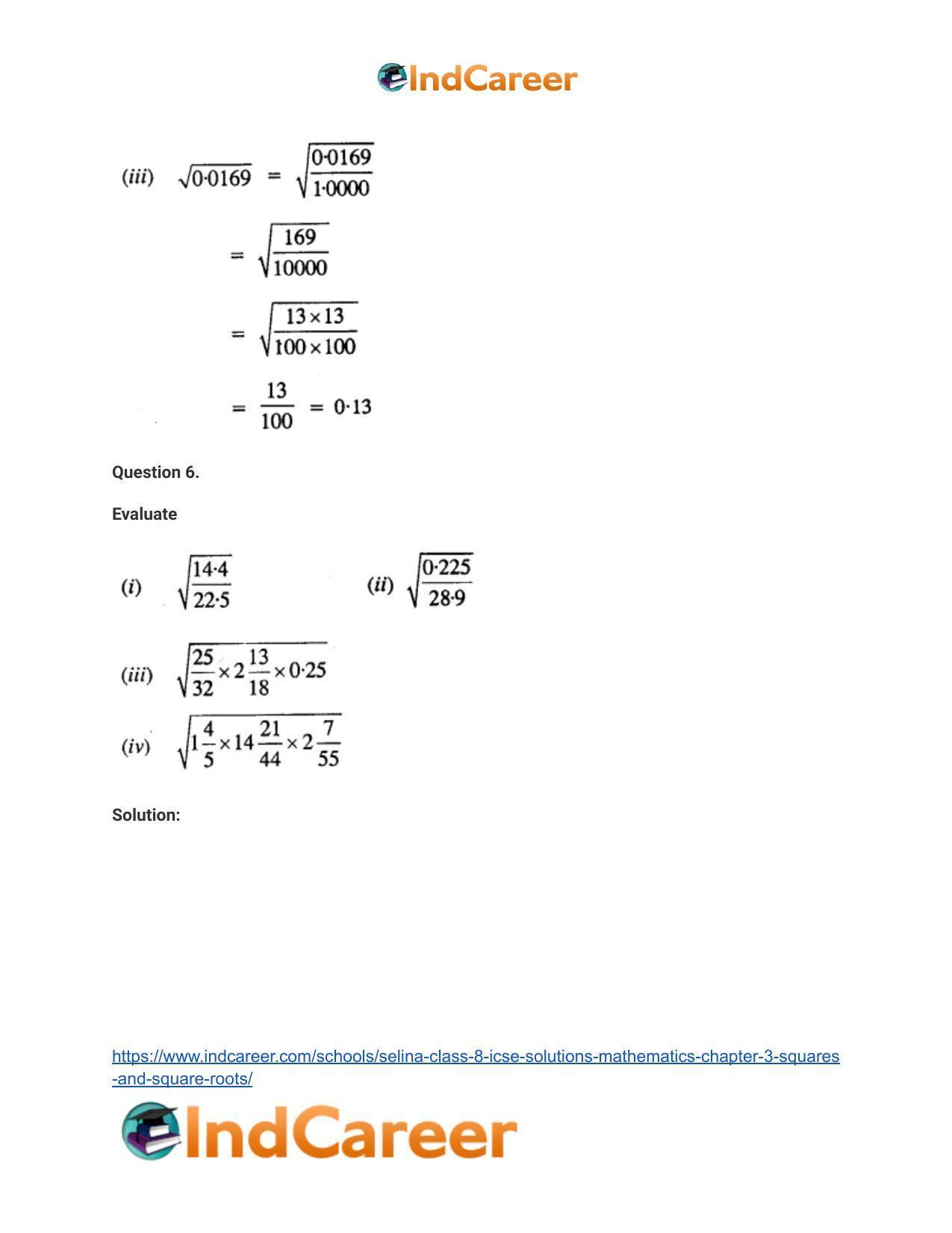 Selina Class 8 ICSE Solutions Mathematics : Chapter 3- Squares and Square Roots - Page 8