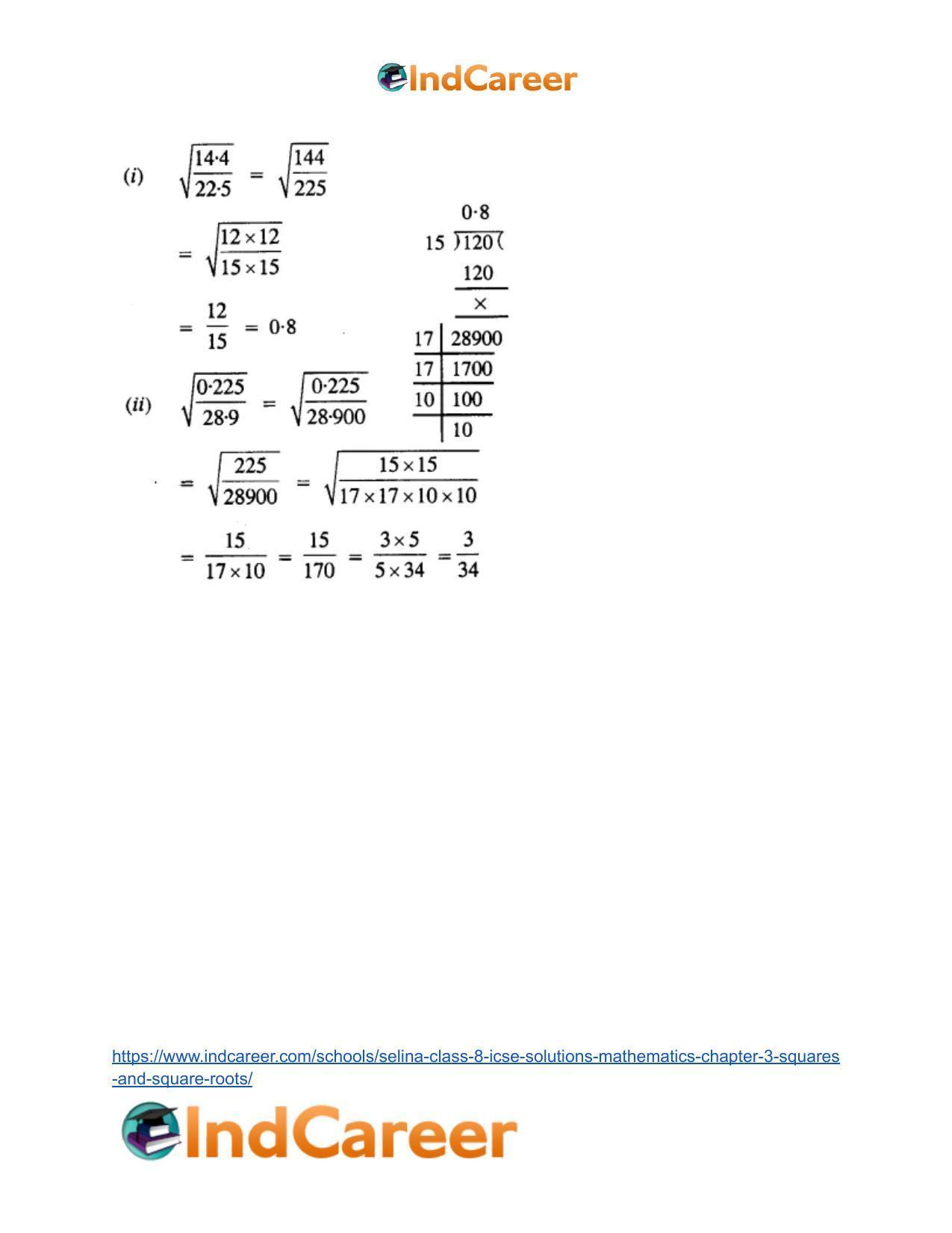 Selina Class 8 ICSE Solutions Mathematics : Chapter 3- Squares and Square Roots - Page 9