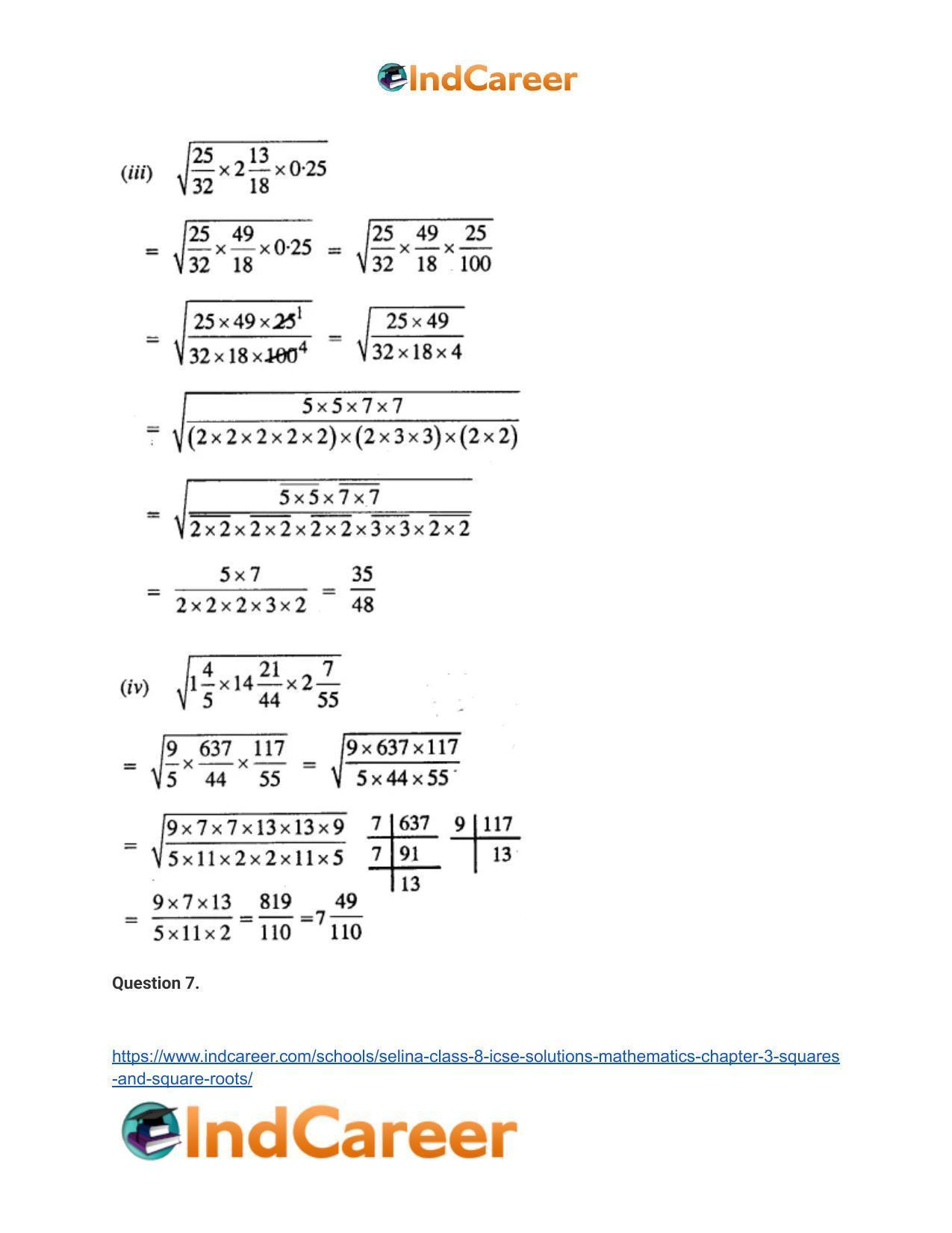 Selina Class 8 ICSE Solutions Mathematics : Chapter 3- Squares and Square Roots - Page 10