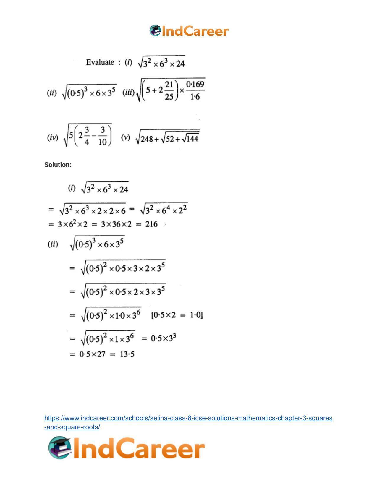 Selina Class 8 ICSE Solutions Mathematics : Chapter 3- Squares and Square Roots - Page 11