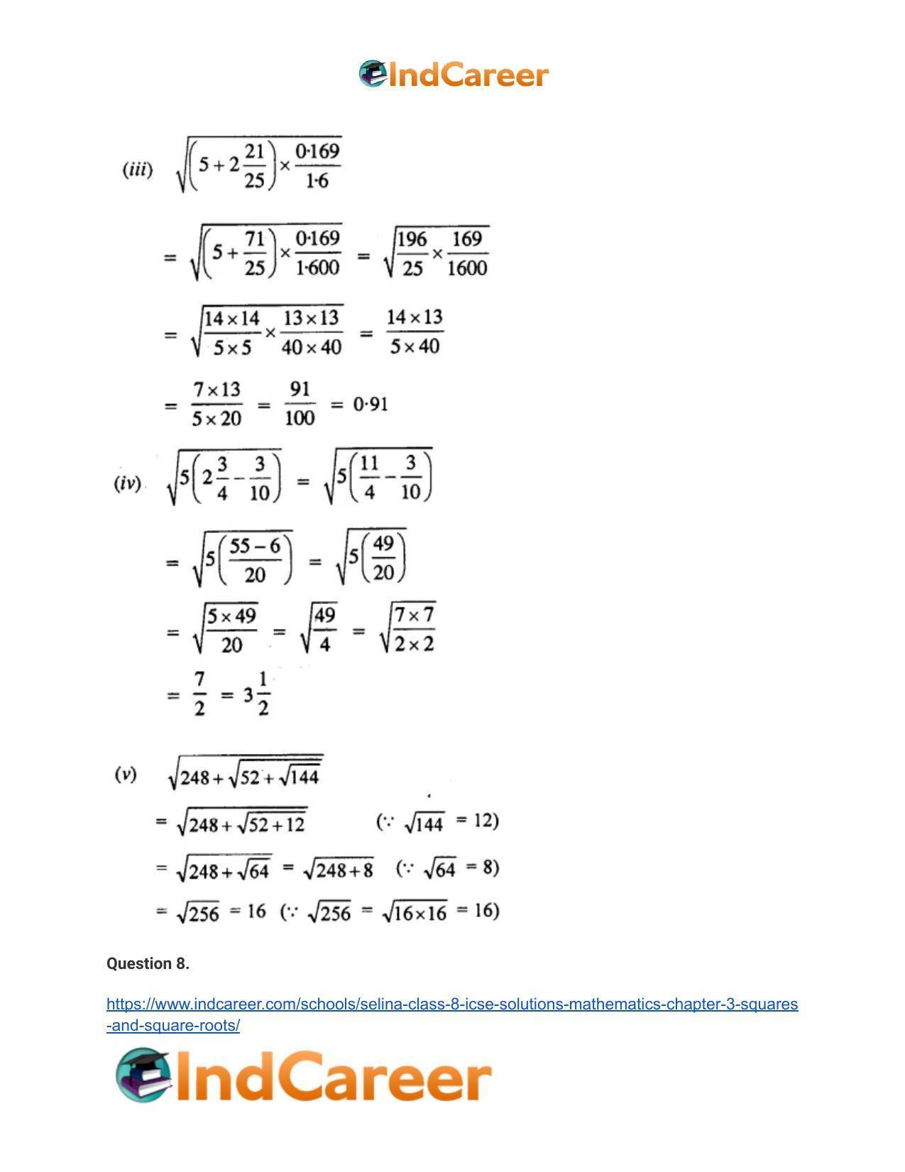 Selina Class 8 ICSE Solutions Mathematics : Chapter 3- Squares and Square Roots - Page 12
