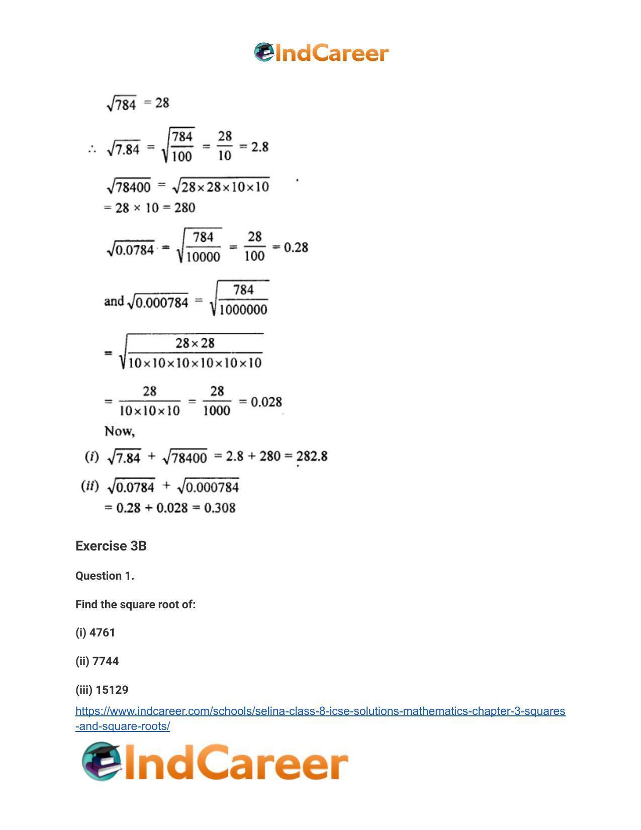 Selina Class 8 ICSE Solutions Mathematics : Chapter 3- Squares and Square Roots - Page 16