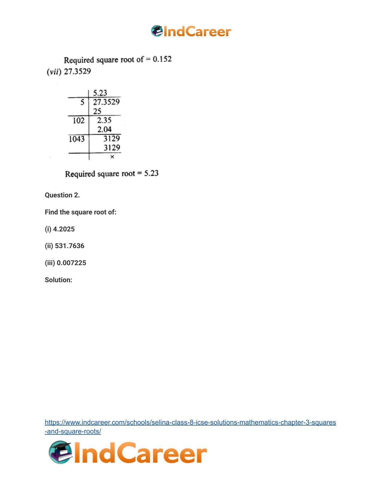 Selina Class 8 ICSE Solutions Mathematics : Chapter 3- Squares and Square Roots - Page 19