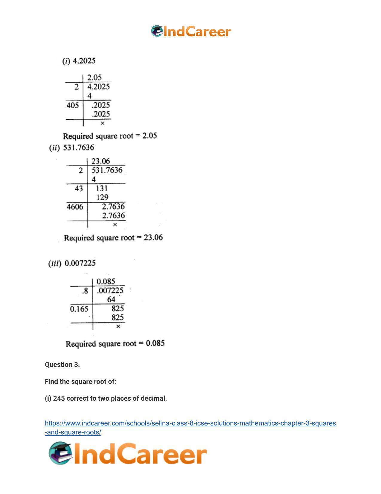 Selina Class 8 ICSE Solutions Mathematics : Chapter 3- Squares and Square Roots - Page 20