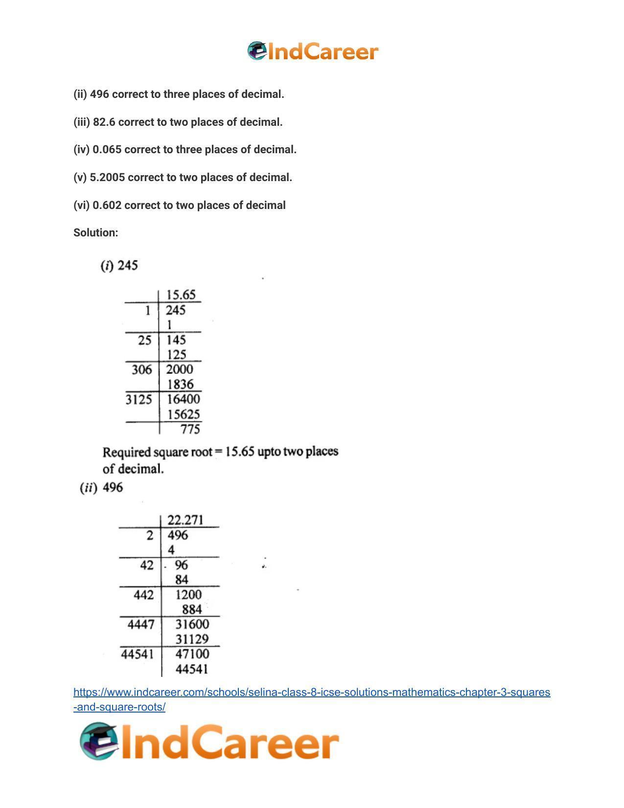 Selina Class 8 ICSE Solutions Mathematics : Chapter 3- Squares and Square Roots - Page 21