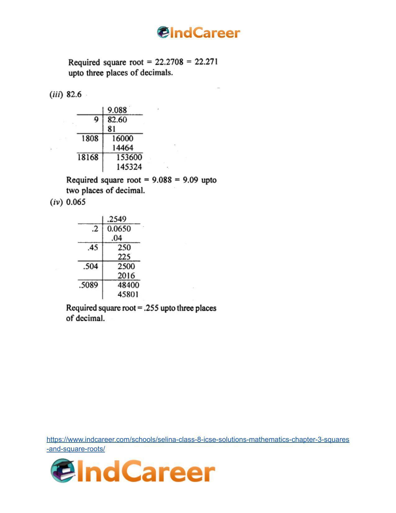 Selina Class 8 ICSE Solutions Mathematics : Chapter 3- Squares and Square Roots - Page 22